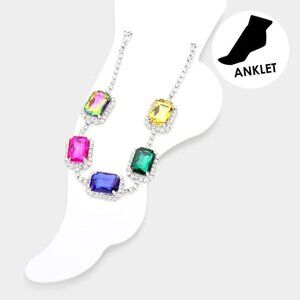 🆕 Emerald Cut Stone Evening Anklet